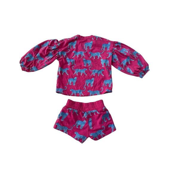 Chaser Girls Pink Leopard Drew Top And Short Set Size 2 - Picture 5 of 12